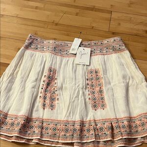 Joie White Skirt with Blue and Orange Embroidery